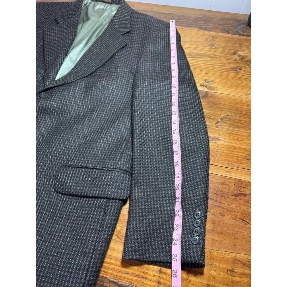 Vintage Oscar de‎ la Renta 100% Wool Blazer Men's 44R Large Brown Smooth Woven
